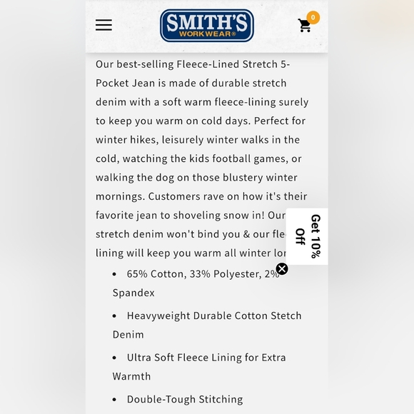 Smith's Workwear Fleece Lined Jeans - Picture 14 of 14